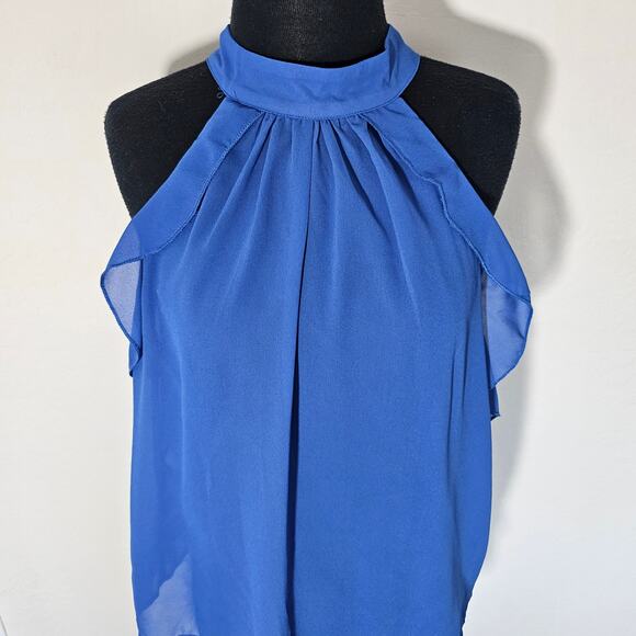 blouse cold shoulder halter blue sz 2x - Picture 3 of 9